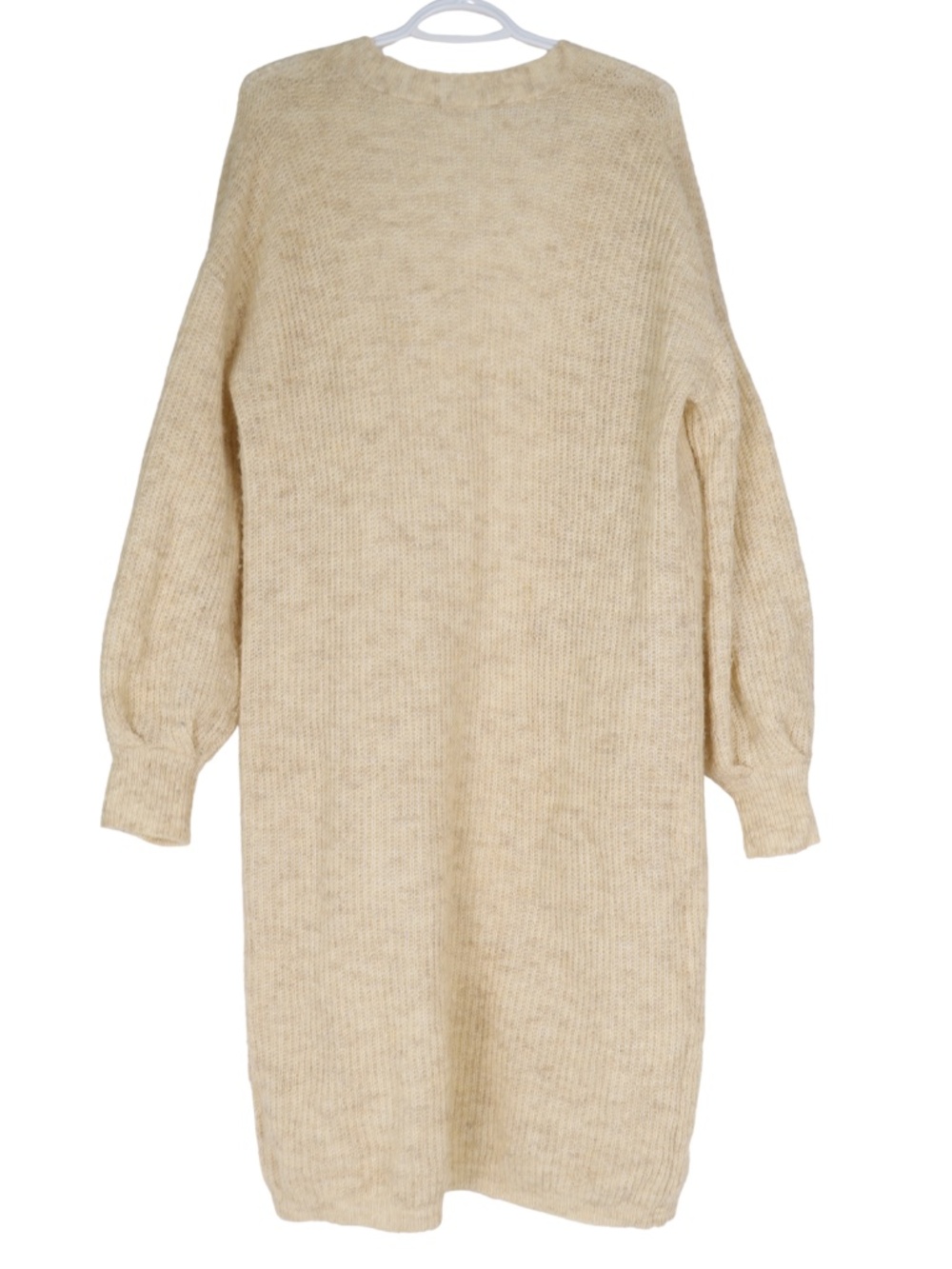 SHEIN Womens L Cream Longline Fluffy Cardigan Sweater Oversized Open Front - Picture 3 of 7